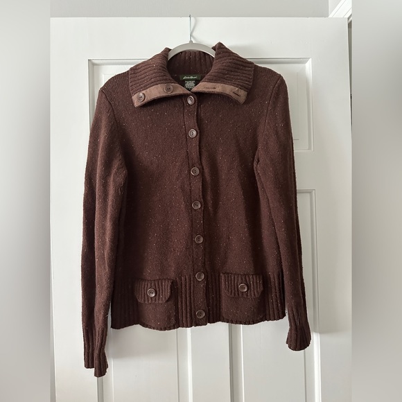Eddie Bauer Sweaters - Eddie Bauer Wool Cashmere Blend Button Down Cardigan Sweater With Elbow Pads